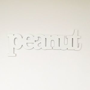 Peanut Decor White Wall Display Sign with Hooks